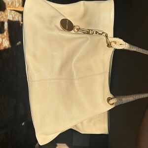 Vince Camuto Cream Shoulder Bag with Gold Hardware